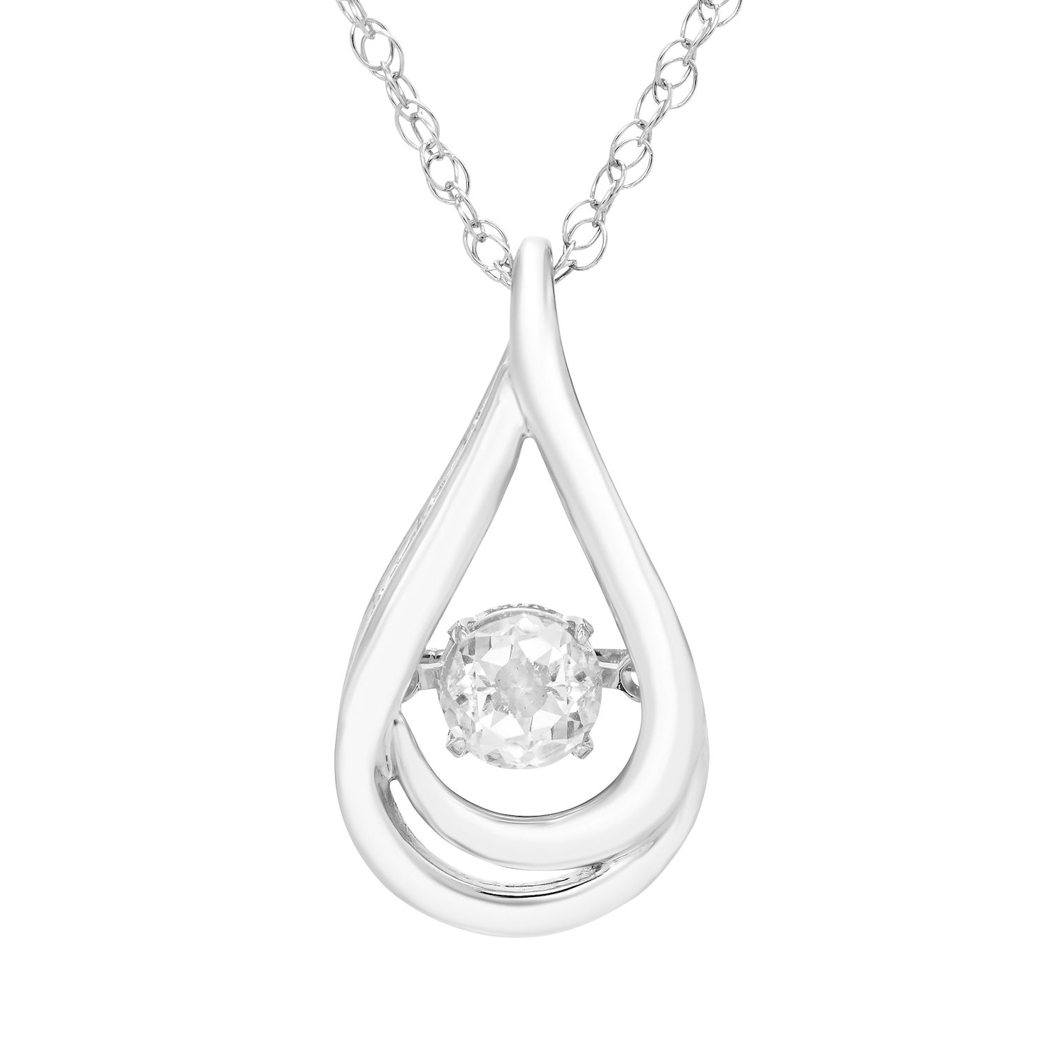 Cheryl M Sterling Silver Constant Motion Vibrant CZ Teardrop Necklace Cheryl M Sterling Silver Constant Motion Vibrant CZ Teardrop Necklace